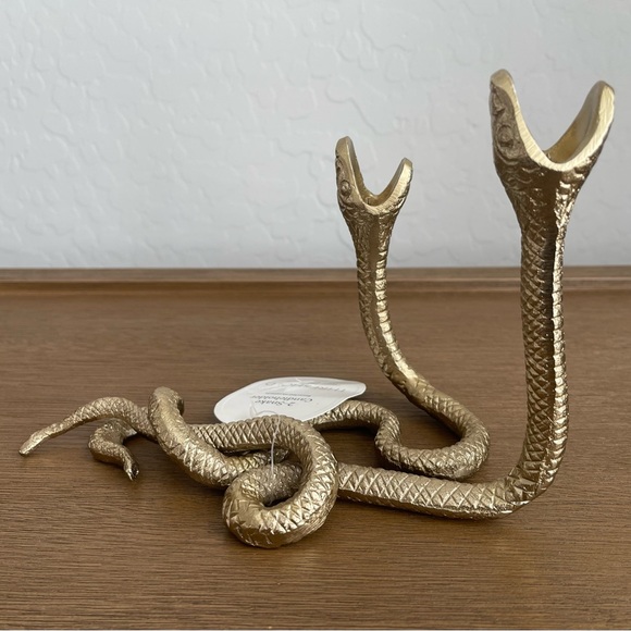 Threshold Double Snake Taper Candle Holder Aluminum Gold - Picture 7 of 8